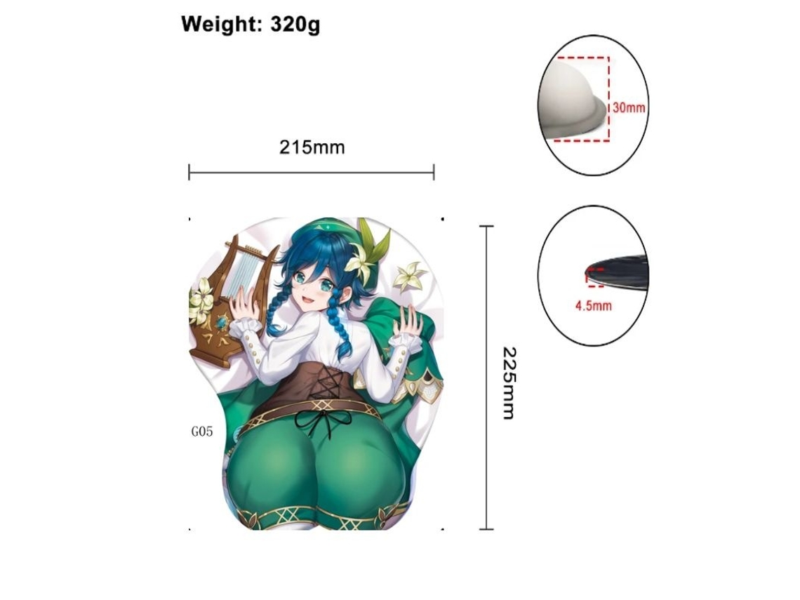 G05 Lh-220 SIURN Alfombrilla de ratón de muñeca de silicona 3D de dibujos animados de anime