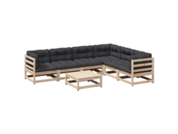 Conjunto 7 de sofás jardín VIDAXL con cojines madera maciza pino