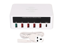 Estación De Carga Rápida Usb Inalámbrica De Múltiples Puertos Charger 6 Puertos 50w 100‑240v Enchufe Uk
