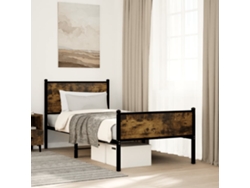 Estructura De Cama Sin Colchón Metal Roble Ahumado 80x200 Cm