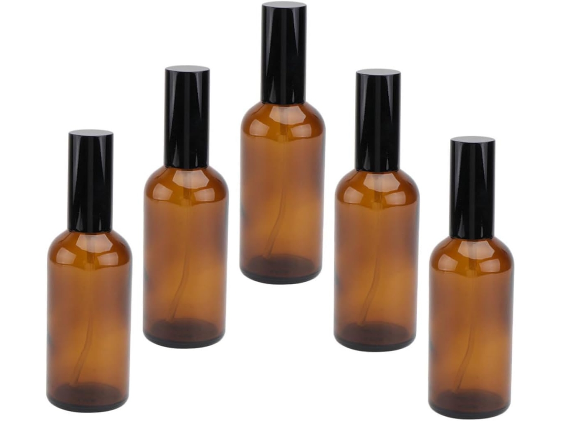 Juego De 5 Botellas Pulverizadoras Recargables De 100 Ml De Color Marrón, Fabricadas En Material Sintético.