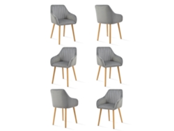 Sillas De Comedor Goeurvant 1381(pack De 6, Gris Claro, Terciopelo)