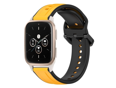Correa de reloj inteligente para Garmin Forerunner Sq2 Music 20 mm Bucle convexo Silicona bicolor (Amarillo + Negro)