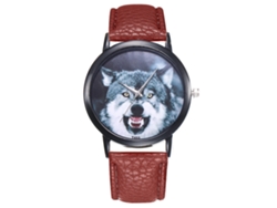 Reloj De Pulsera Para Hombre Ultrafino Con Dial De Cabeza Animal Analógico Cuarzo Correa Pu Café