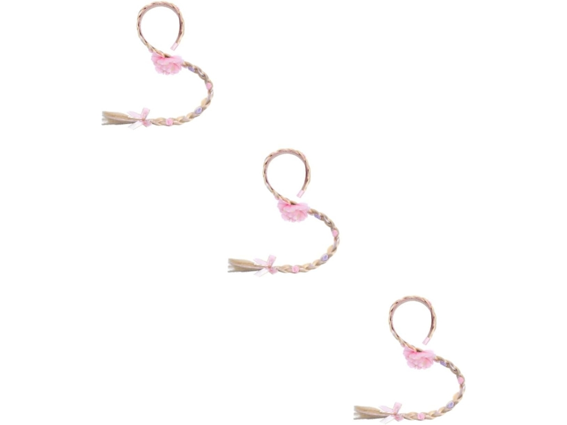 Diadema Trenzada Rosa De 3 Piezas Para Niñas - Accesorio Creativo Para Disfraces De Halloween Y Cosplay