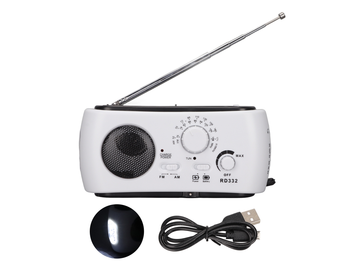 Radio Rd322 Am/fm Solar Portátil Con Luz Led Y Alarma De Emergencia Para Acampadas Y Emergencias.