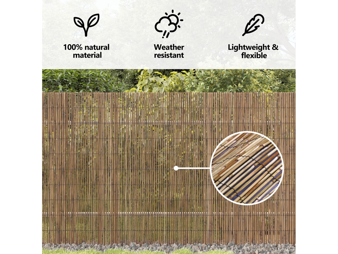 Panel de valla de bambú para exterior vidaxl, fibra de bambú marrón (140 x 500 cm)