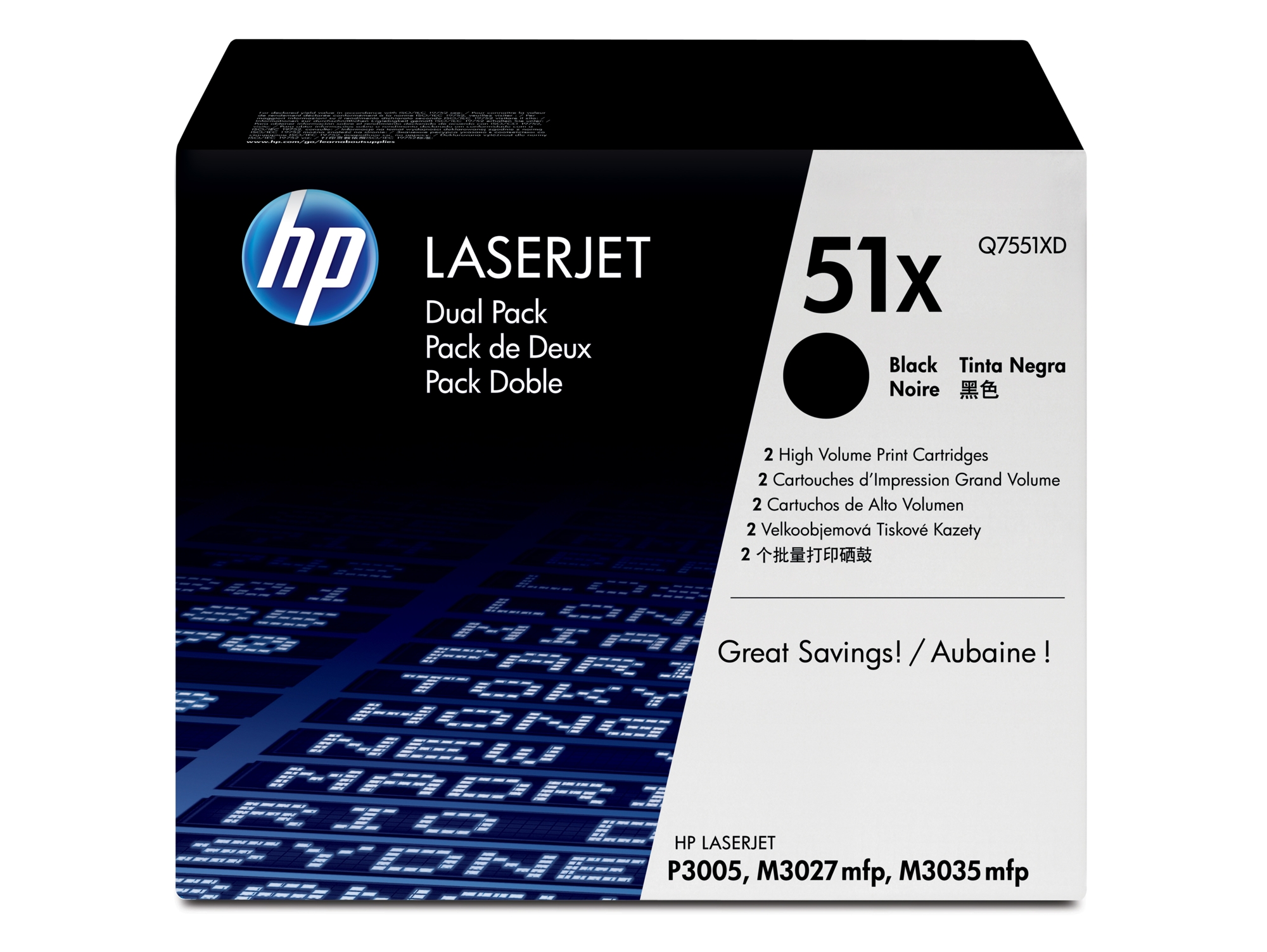 Cartucho de tóner original LaserJet HP 51X de alta capacidad negro Para HP Laserjet series P3005, M3027mfp y M3035mfp