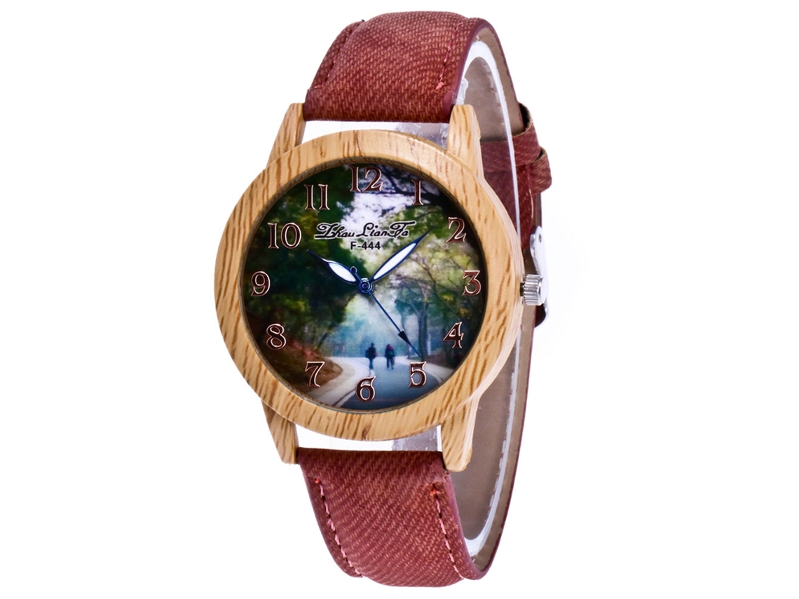 Elegante Reloj De Pulsera Unisex De Cuarzo, Color Marrón Oscuro.