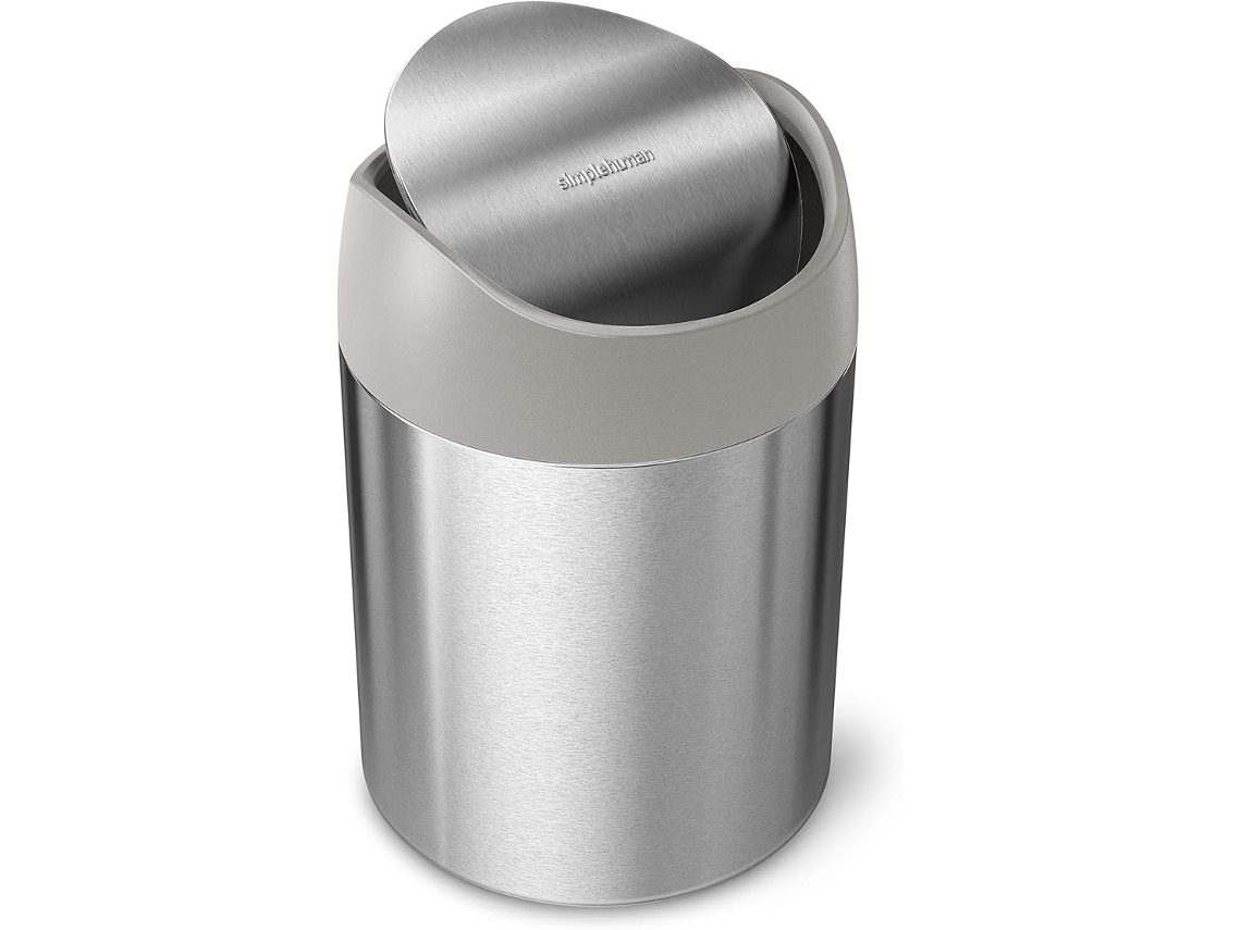 Mini Cubo De Basura, De Acero Inoxidable Cepillado, Con Tapa, Capacidad De 1,5 Litros