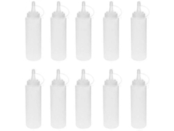 2026 10 Garrafas de Pressão 8oz 240ml de Pe Sem Bpa para Molhos, Óleo, Mostarda, Maionese, Barbacue, Camping