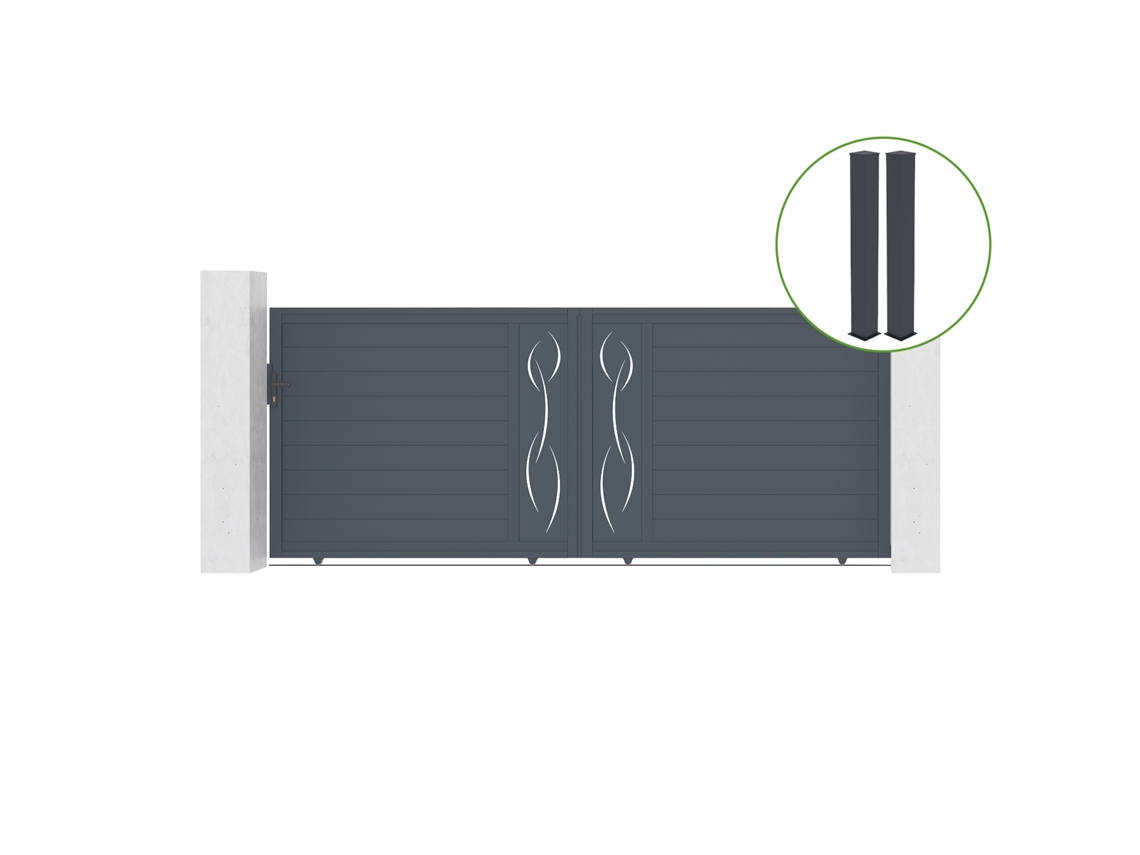 Puerta corredera 4m LIFE Al.160cm aluminio gris 2 postes 20x20cm Al.190cm CASANOOV