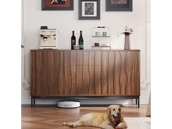 Aparador de 150 cm con 3 cajones, modelo grande, corte simple, estilo moderno de mediados de siglo, roble oscuro