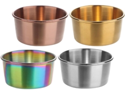 Juego de 4 platos pequeños reutilizables para salsa de acero inoxidable 304, multicolor Chaberlu