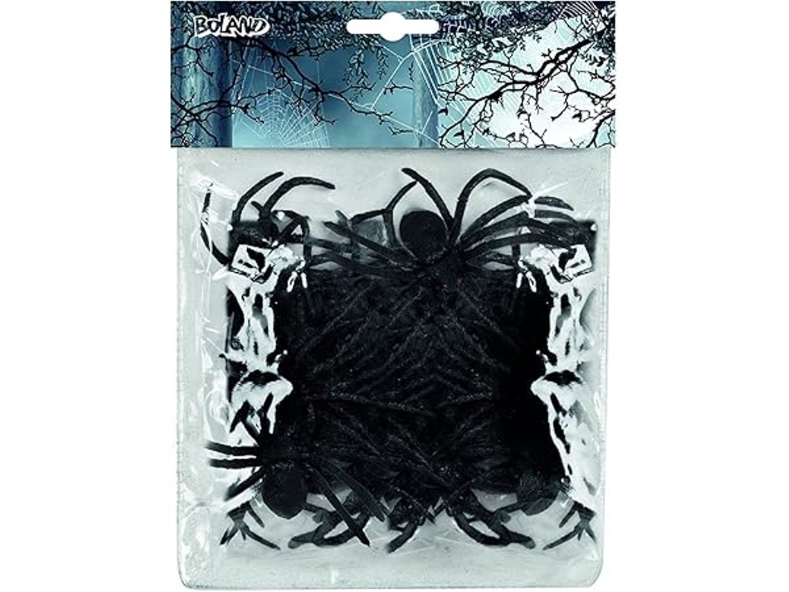 Juego de 12 arañas negras, animales artificiales para decoración, ideales para Halloween u otros eventos, ergonómicas, para uso diario STELASPLEN