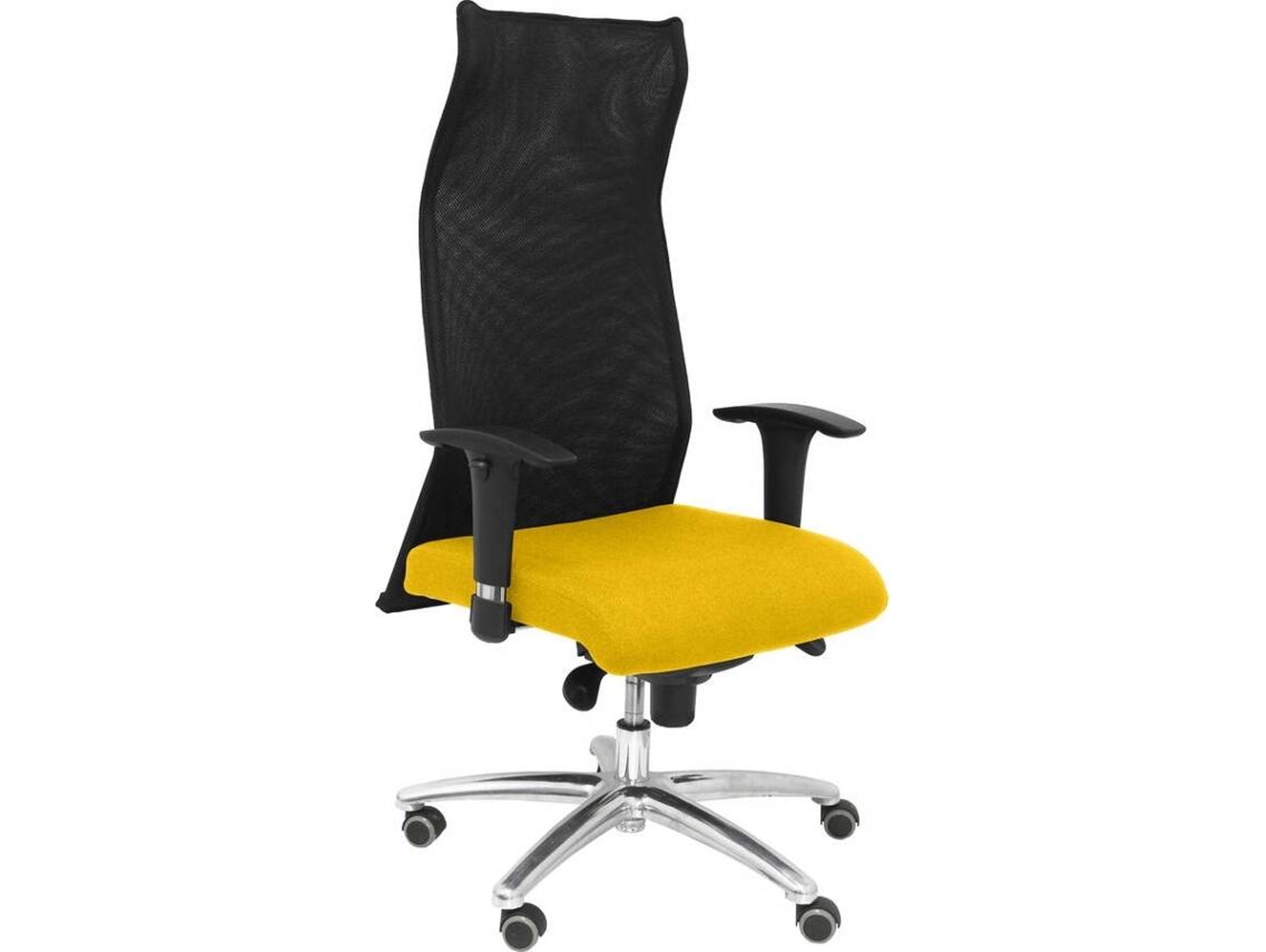 Silla de Escritorio Ejecutiva PYC Sahuco Amarillo con ruedas antiarañazos (Brazos Ajustables - Malla)