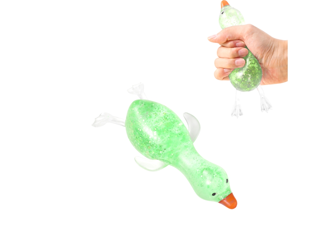 Juguete de goma con forma de pato verde