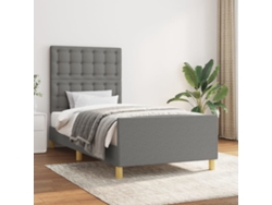 Estructura de cama con cabecero de tela gris oscuro 80x200 cm