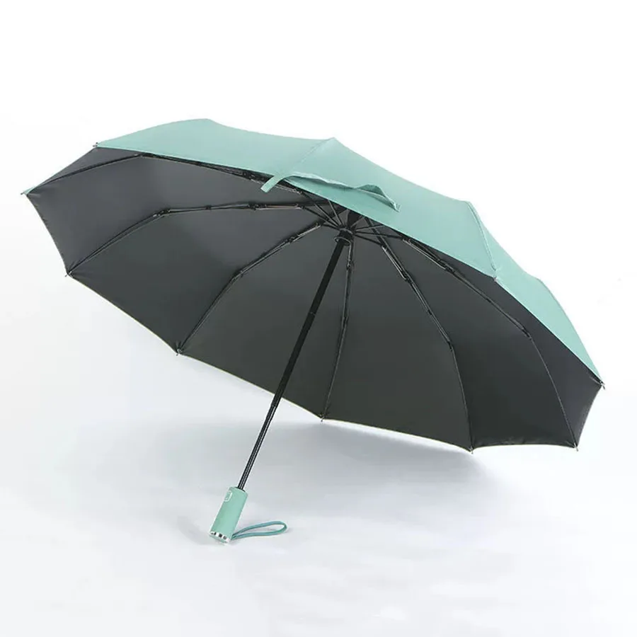 (verde Claro, 10k) Elegante Paraguas Automático: Protección Uv, Resistente Al Viento, Apto Tanto Para Días Soleados Como Lluviosos.