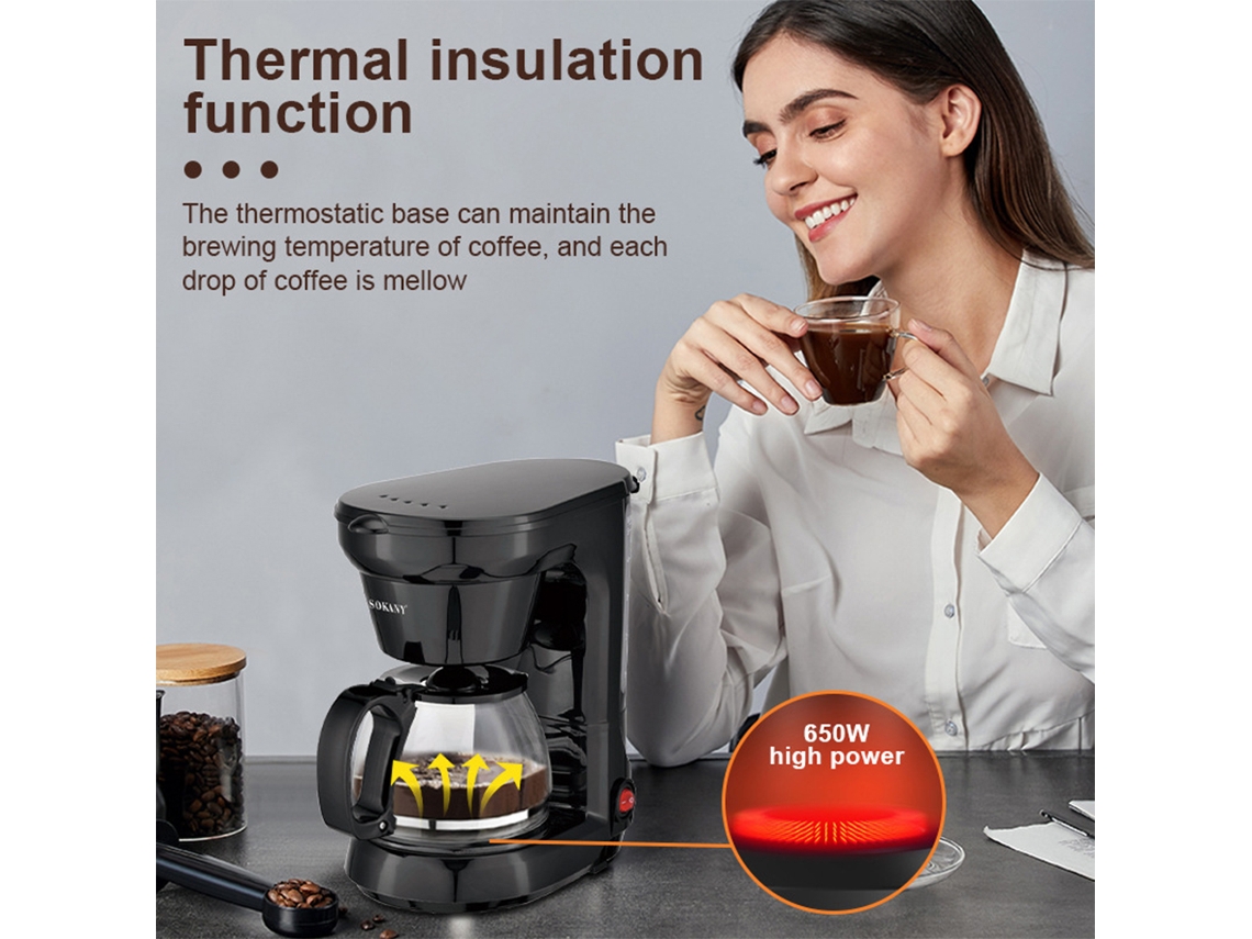 Cafetera Sokany Cm102, 6 Tazas (750 Ml), A Prueba De Fugas, 650 W, Ideal Para El Hogar O La Oficina.
