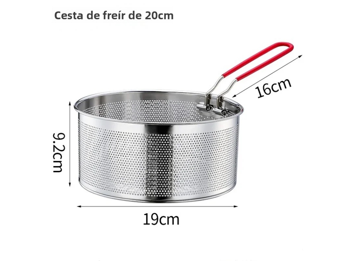 Cesta Para Freír De Acero Inoxidable 307 (20 Cm), Escurridor De Fideos, Cuchara Para Freír, Diseño Antidesbordamiento.