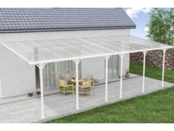 Cazeboo Pérgola Cubierta para Terraza de Aluminio Premium, blanco 8x3 m KLEO