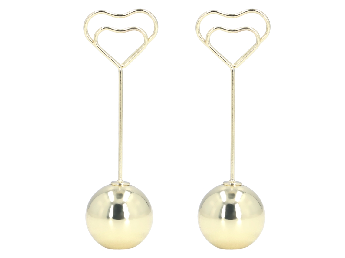 2pcs Portavasos De Mesa Corazón Metal Estable Resistente Para Tarjetas Nombre O Fotos Dorado
