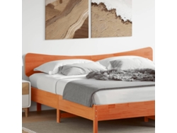 Cabecero De Cama Madera Maciza De Pino Marrón Cera 200 Cm