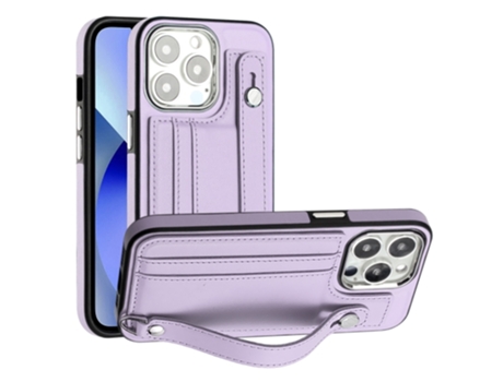Funda Mobile Phone Cases Shockproof With Wrist para iPhone 13 Pro Piel Marrón