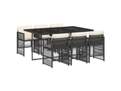 Maison Exclusive - Set De Comedor De Jardín 7 Pzas Y Cojines Ratán Sintético Negro