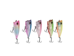 5 Piezas De Señuelos De Pesca Artificiales Flotantes Mini Popper De Plástico, Accesorio De Pesca
