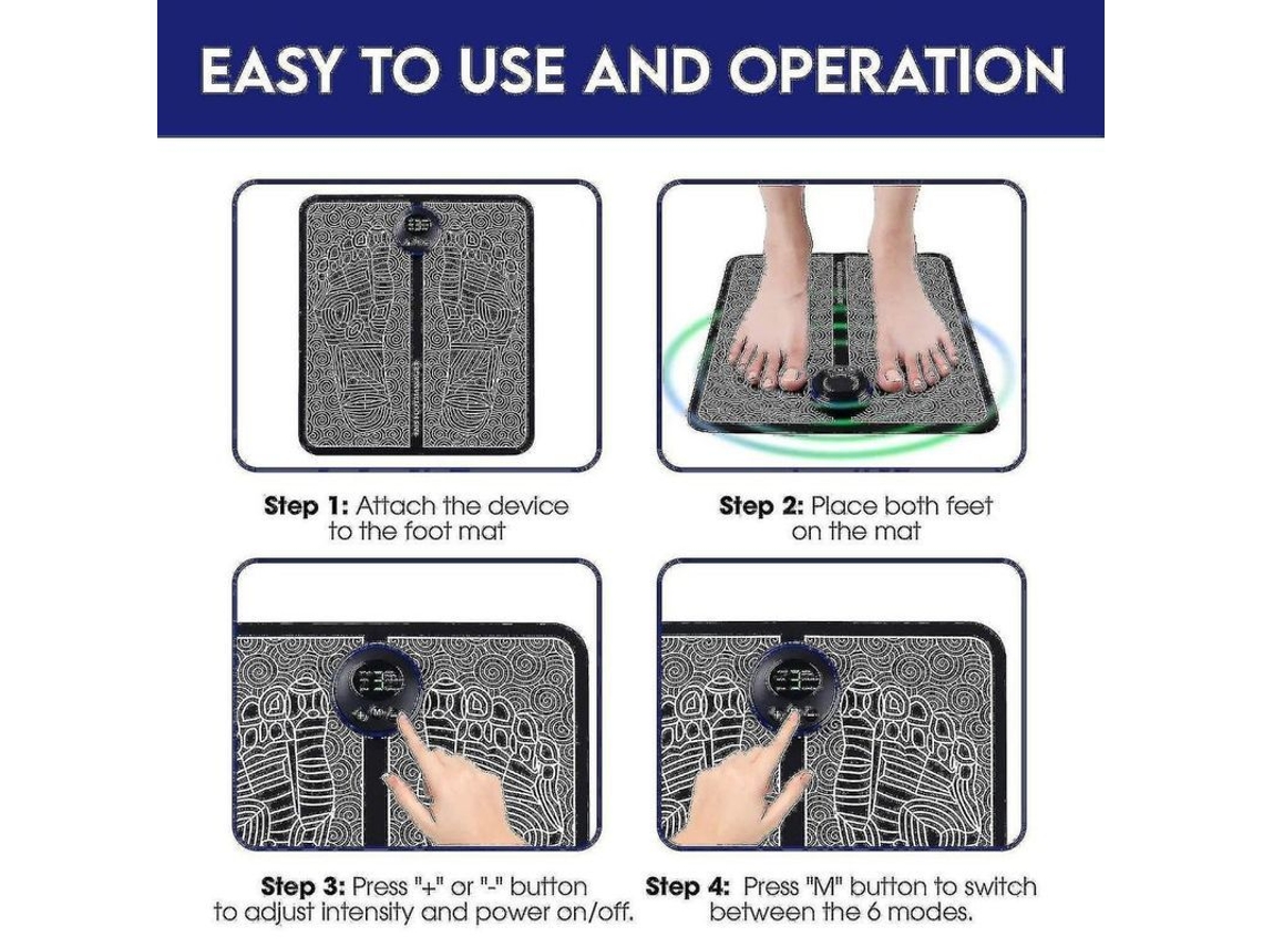 Dan26-masajeador De Pies Ems Para Circulación Con 6 Modos Y 9 Intensidades Reflexología Electrónico Pvd