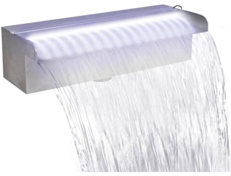 vidaXL Fuente cascada rectangular LED piscina acero inoxidable 30 cm
