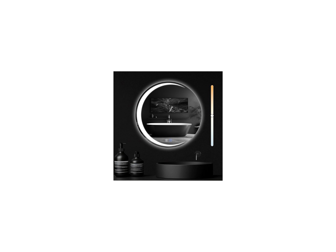 ZMH Espejo de baño con iluminación Moderno Redondo IP44 Espejo de pared Regulable para baño