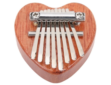 Piano de pulgar de 8 melodías, Piano de pulgar en forma de corazón, instrumento de teclado portátil de caoba crujiente de 8 melodías