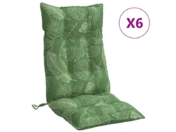 Conjunto 6 Cojines silla respaldo alto VIDAXL tela Oxford estampado hojas (120 x 50 x 7 cm)