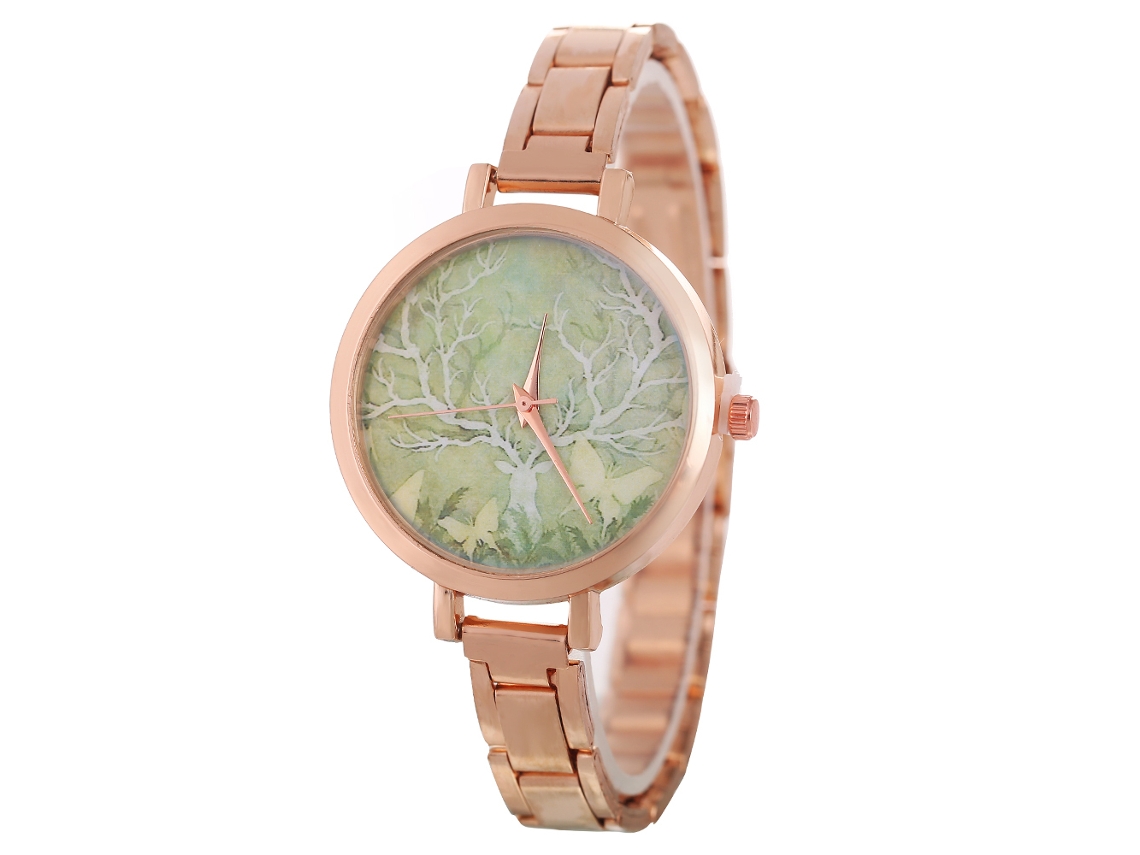 Reloj De Muñeca De Aleación Redondo Analógico Cuarzo Pareja Rosa Rojo