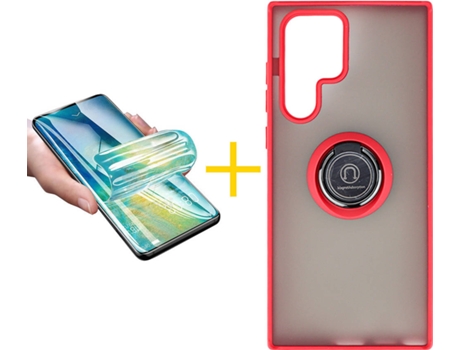 Carcasa + Protector de Pantalla para Samsung Galaxy S22 Ultra 5G ACCETEL Rojo