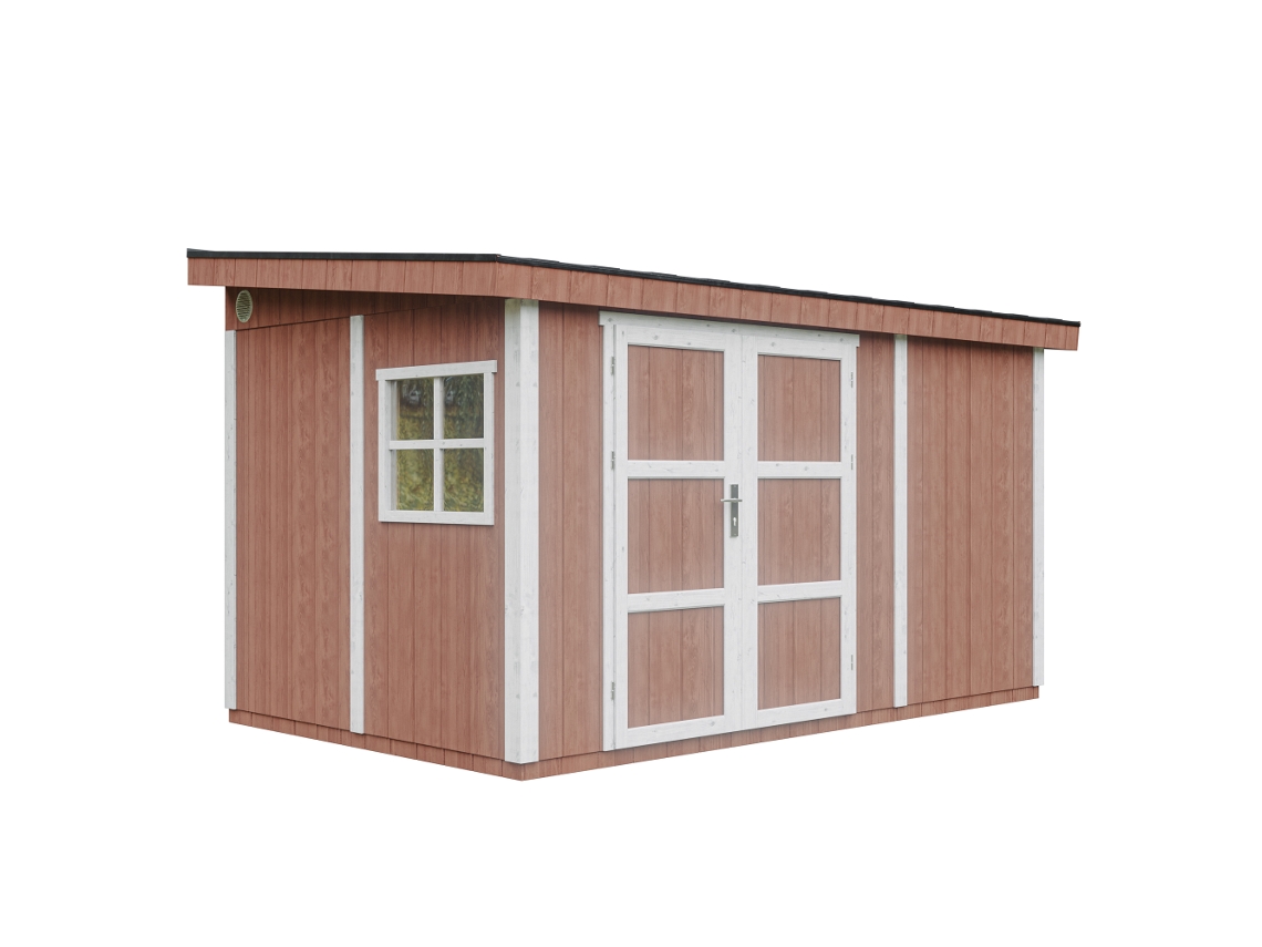 Caseta de jardín de primera calidad 8,68 m² Al. 231 x 248 x 412 cm Timbela M939 Redwood Red