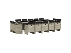 Maison Exclusive - Set Comedor Jardín Y Cojines 15 Pzas Ratán Sintético Gris Claro