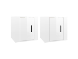 Estantería/Muebles de TV para Pared 2 Pzs 40X34,5X40 Cm Blanco Brillante