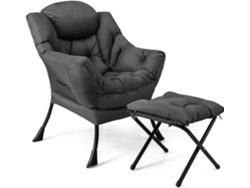 Sillones para el Salón con Reposapiés, Butaca Dormitorio con Almohada, Reposabrazos, Bolsillo Lateral, Sillón de Relax Sala Dormitorio Oficina (Gris) COSTWAY