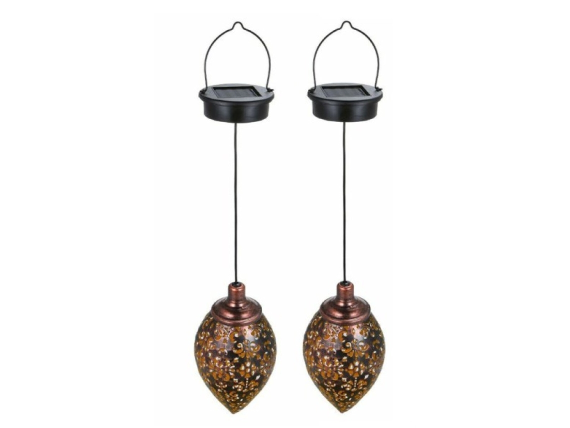 Farol solar para jardín exterior, farol colgante con energía solar y diseño retro hueco, lámpara solar decorativa para iluminación.