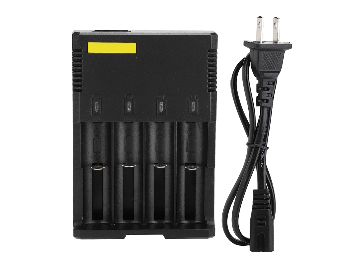 Carregador De Baterias 4 Slots Abs Com Display Led Proteção Contra Sobrecarga E Polaridade Inversa