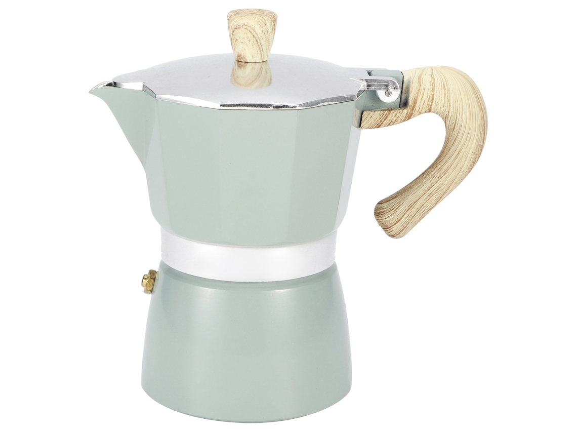 Cafetera italiana octogonal de aluminio para cocina, 150 ml, color azul lago