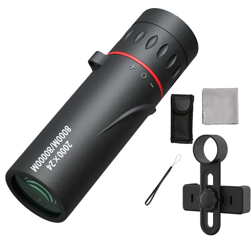 Mini monocular 2000x24 HD, resistente al agua, para condiciones de poca luz, ideal para acampada, montañismo y observación de aves.