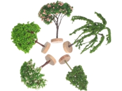Lote De 5 Árboles Miniatura De Plástico Verde, Juego De Árboles Para Diorama.