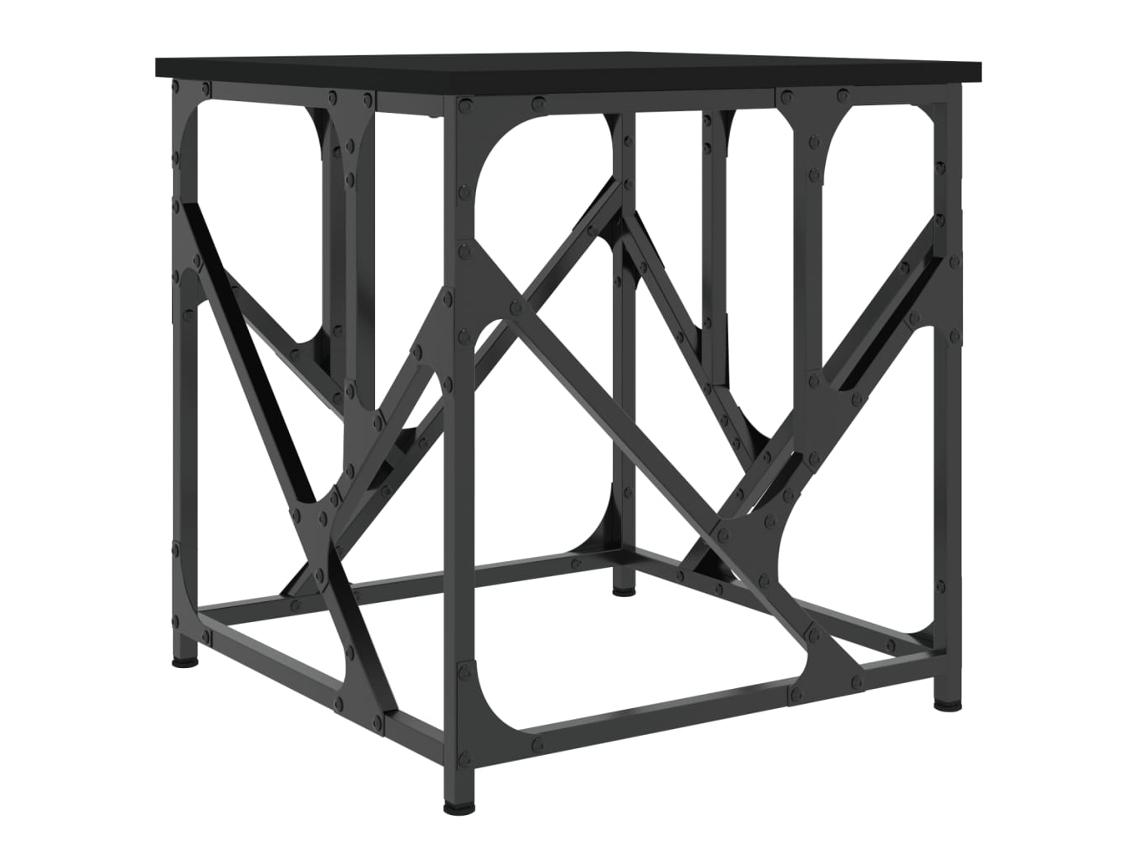 Mesa de centro/auxiliar, diseño industrial, 45 x 45 x 47,5 cm, madera industrializada negra y metal, Dec039649