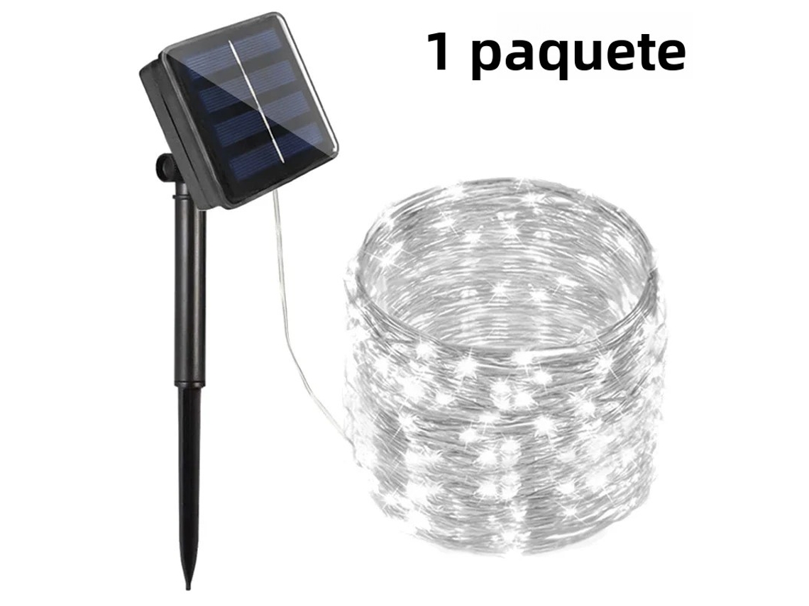 (luz Blanca, 32 M, 300 Led) Luz Solar Led Para Jardín Impermeable, Luces De Cadena Navideñas