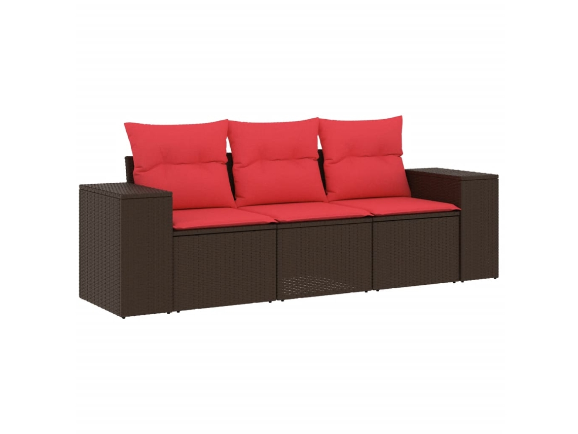 Conjunto de sofá de jardín de 4 piezas con cojines de ratán sintético. EXCLUSIVO DE MAISON.